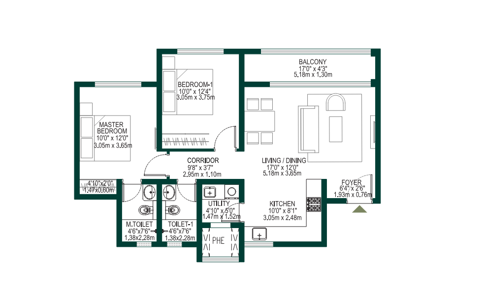 Godrej Woodscapes 3 BHK Floorplan